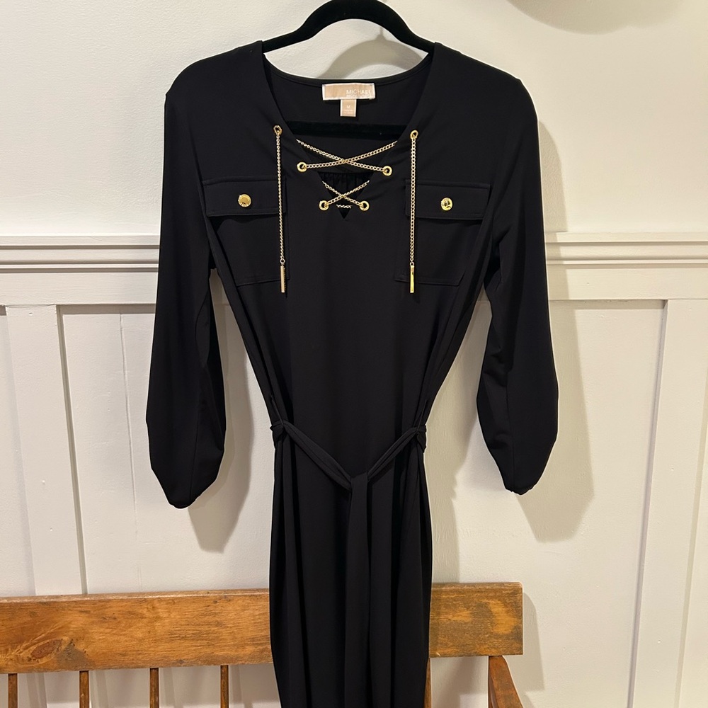 Michael Kors navy blue dress with gold hardware. Excellent condition